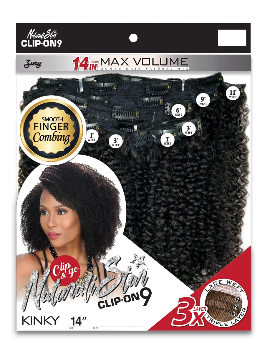 Natural HB Clip On 9 Piece Kinky 14 Inch StyleDiva