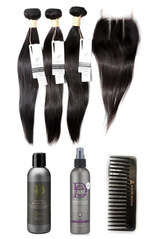 24" Brazilian 9A Bundles X 3 & 14" Closure Combo
