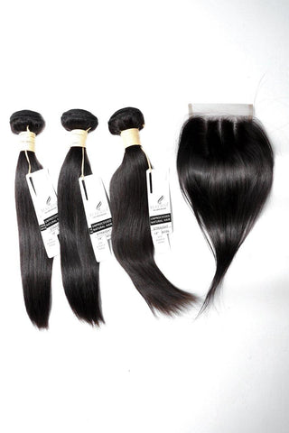 24" Brazilian 9A Bundles X 3 & 14" Closure Combo