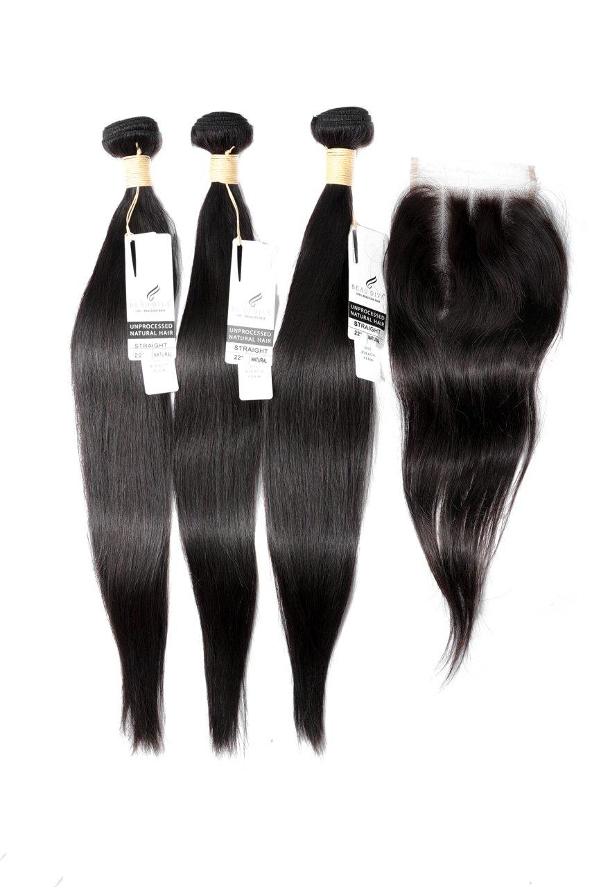 stylediva-dev - 22" Brazilian 9A Bundles X 3 & 14" Closure Combo - Kits - KITS