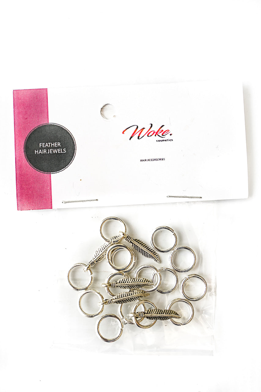 Woke Cosmetics Silver Feather Charm Jewels